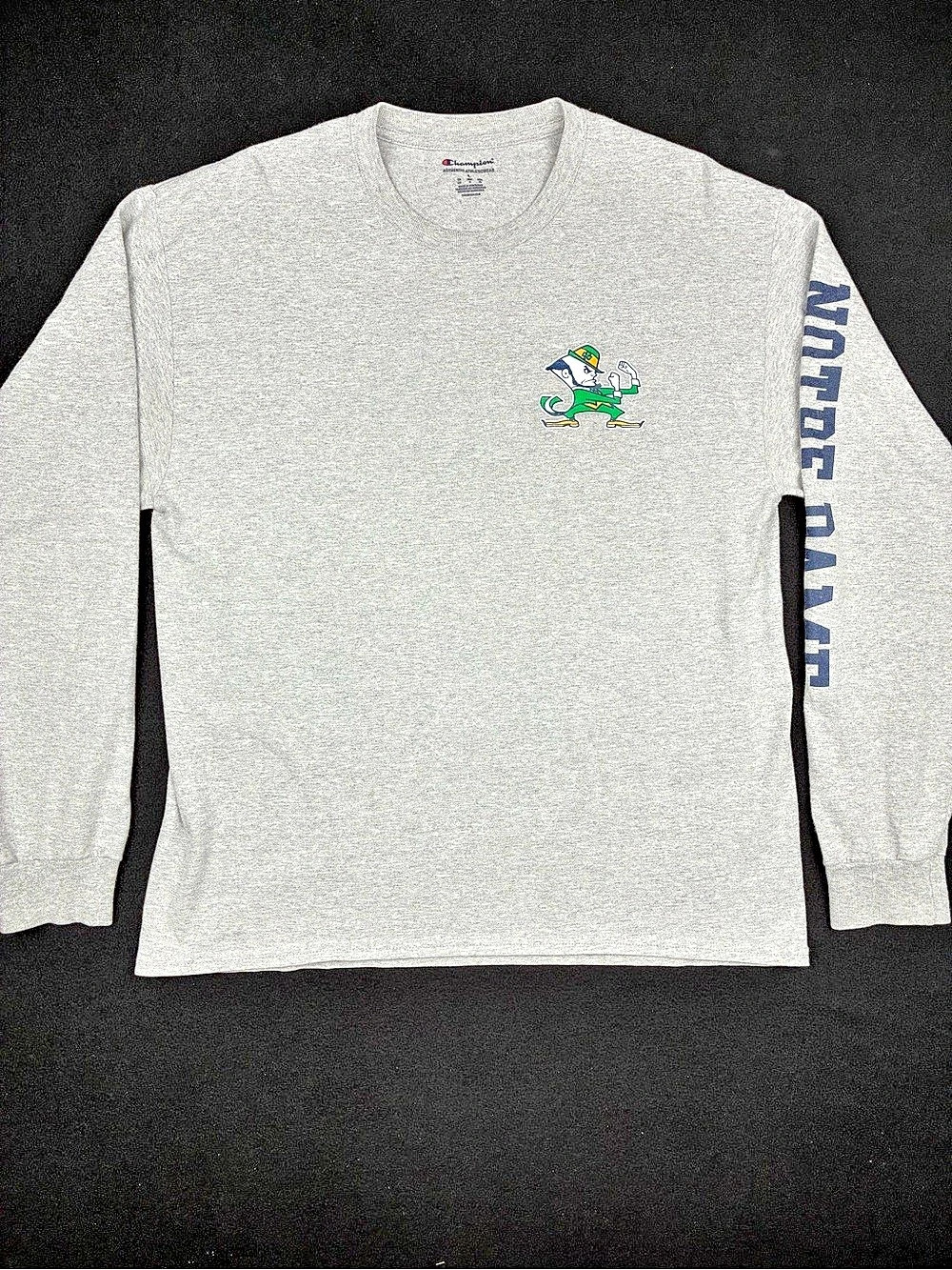 Champion Notre Dame Fighting Irish Long Sleeve Shirt Grey Large NCAA College